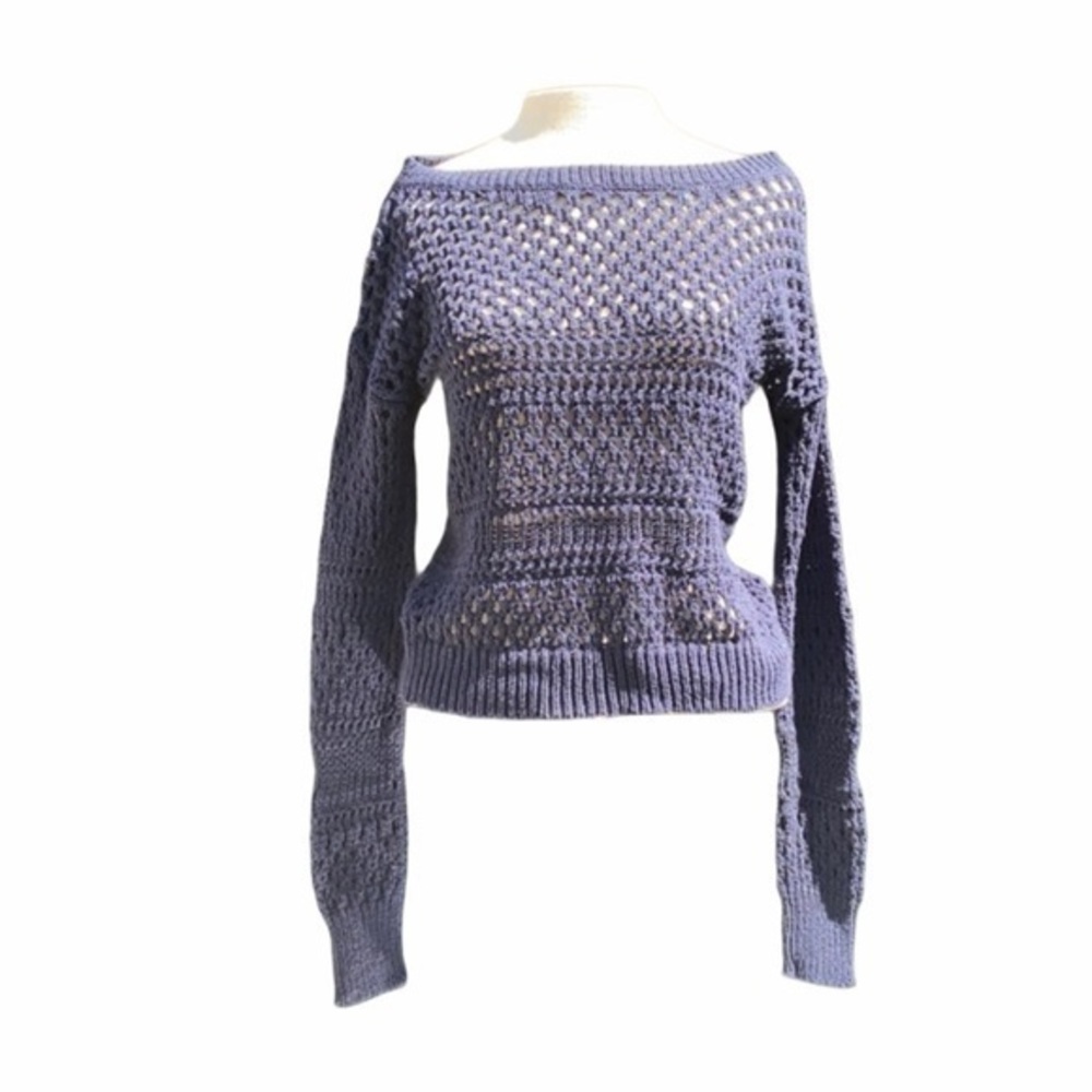 American Eagle open weave knit sweater navy blue